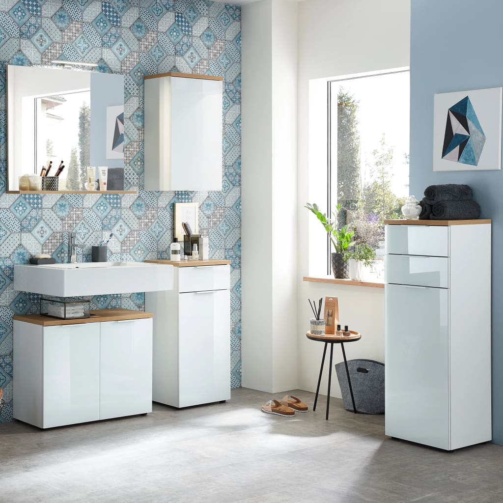 Germania Bathroom Wall Cabinet GW-Pescara White Navarra Oak Repro