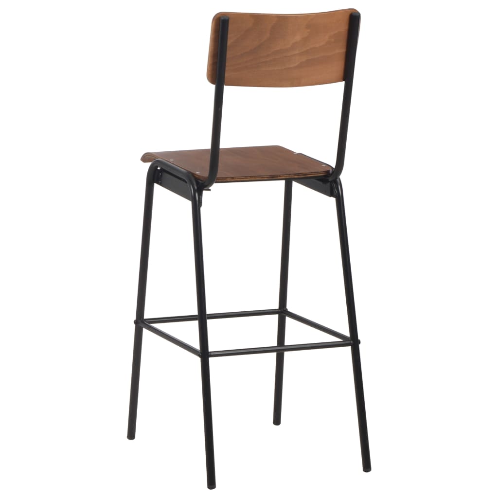 Bar Chairs 2 pcs Brown Solid Plywood Steel