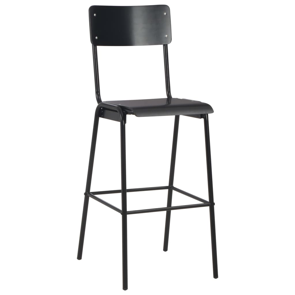 Bar Chairs 4 pcs Black Solid Plywood Steel
