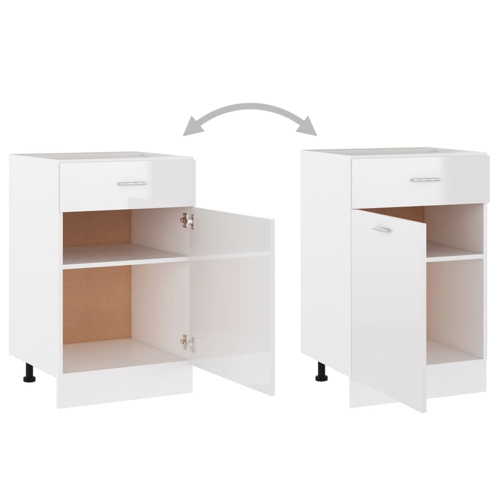 Drawer Bottom Cabinet High Gloss White 50x46x81.5 cm Engineered Wood