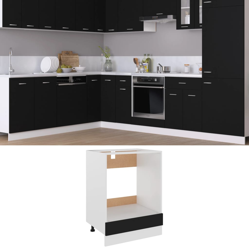 Oven Cabinet Black 60x46x81.5 cm Engineered Wood