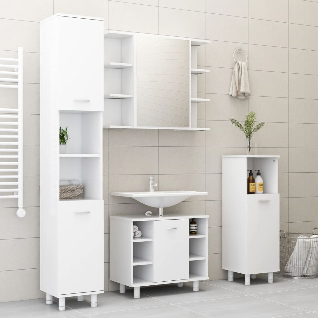 Bathroom Cabinet White 30x30x179 cm Engineered Wood