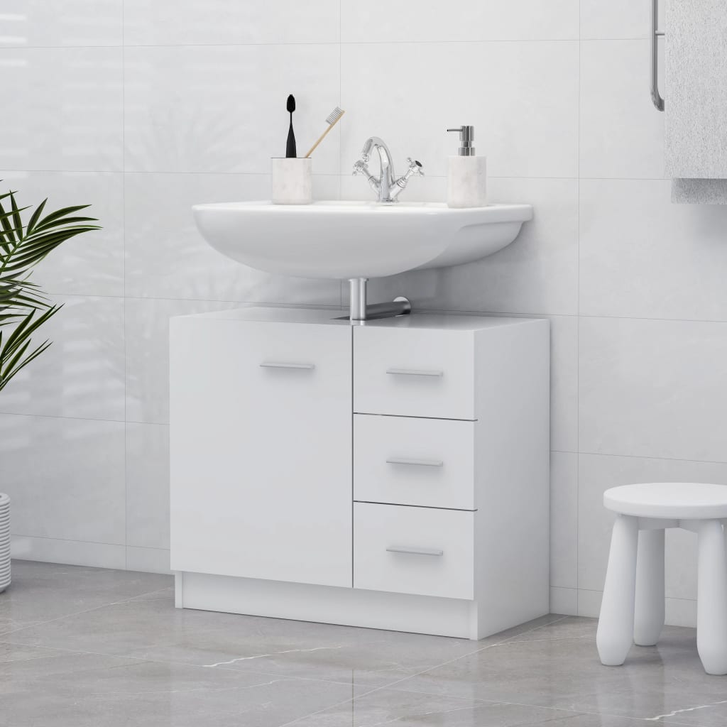 Sink Cabinet White 63x30x54 cm Engineered Wood