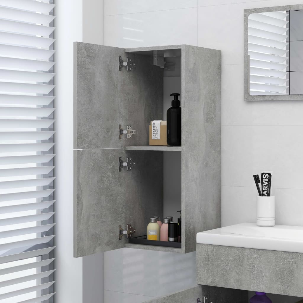Bathroom Cabinet Concrete Grey 30x30x80 cm Engineered Wood