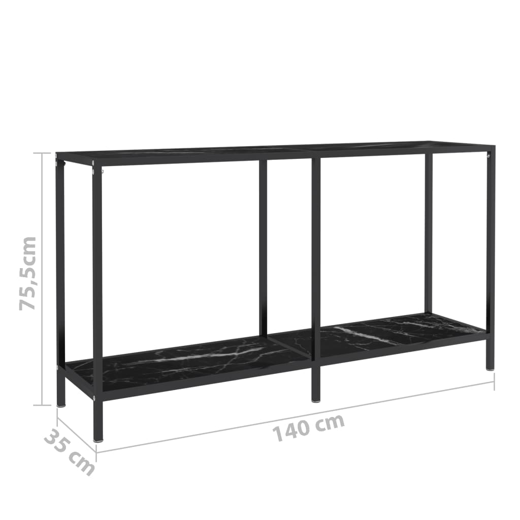 Console Table Black 140x35x75.5 cm Tempered Glass