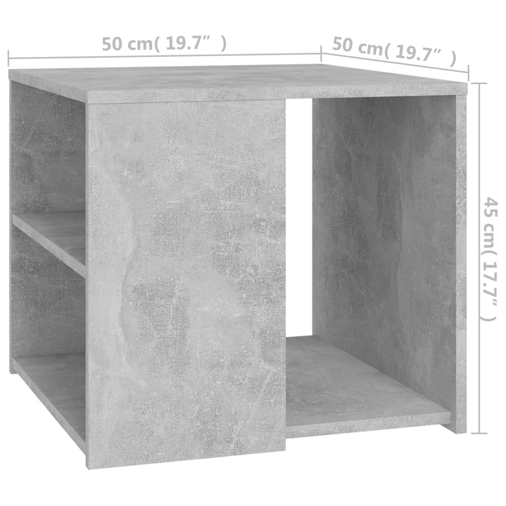 Side Table Concrete Grey 50x50x45 cm Engineered Wood