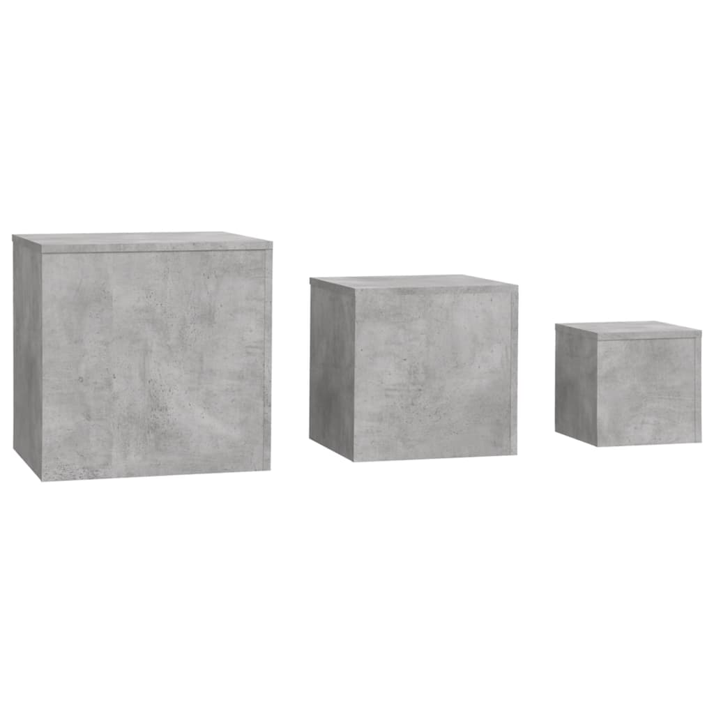 Side Tables 3 pcs Concrete Grey Engineered Wood