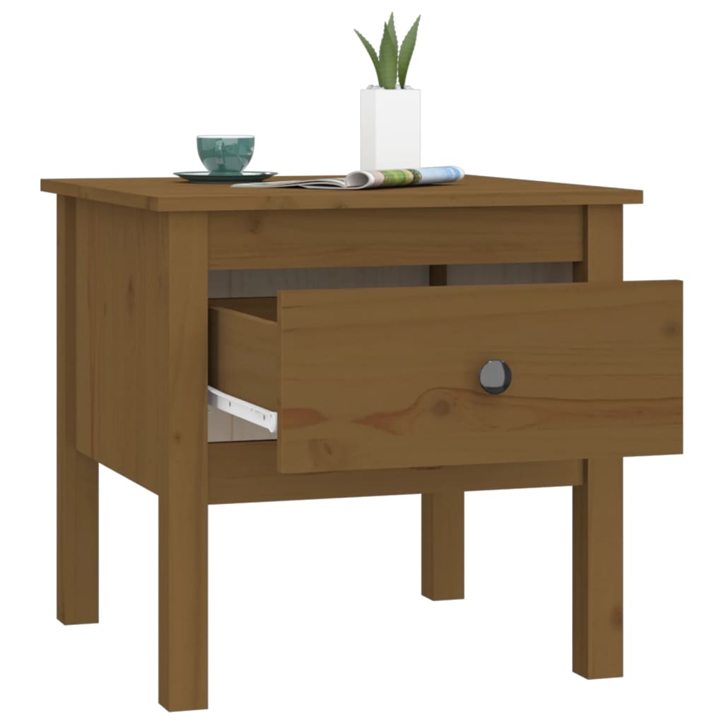 Side Table Honey Brown 50x50x49 cm Solid Wood Pine