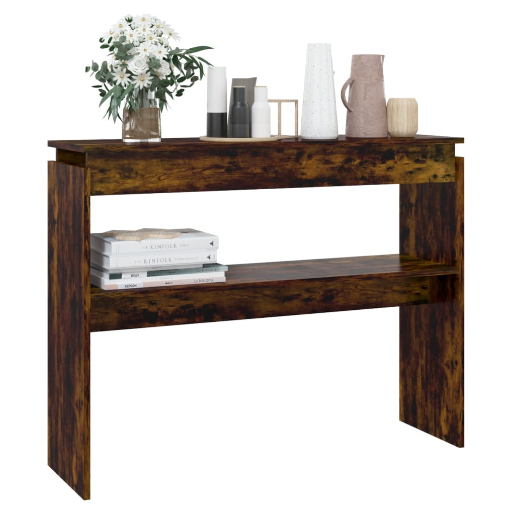Console Table Smoked Oak 102x30x80 cm Engineered Wood