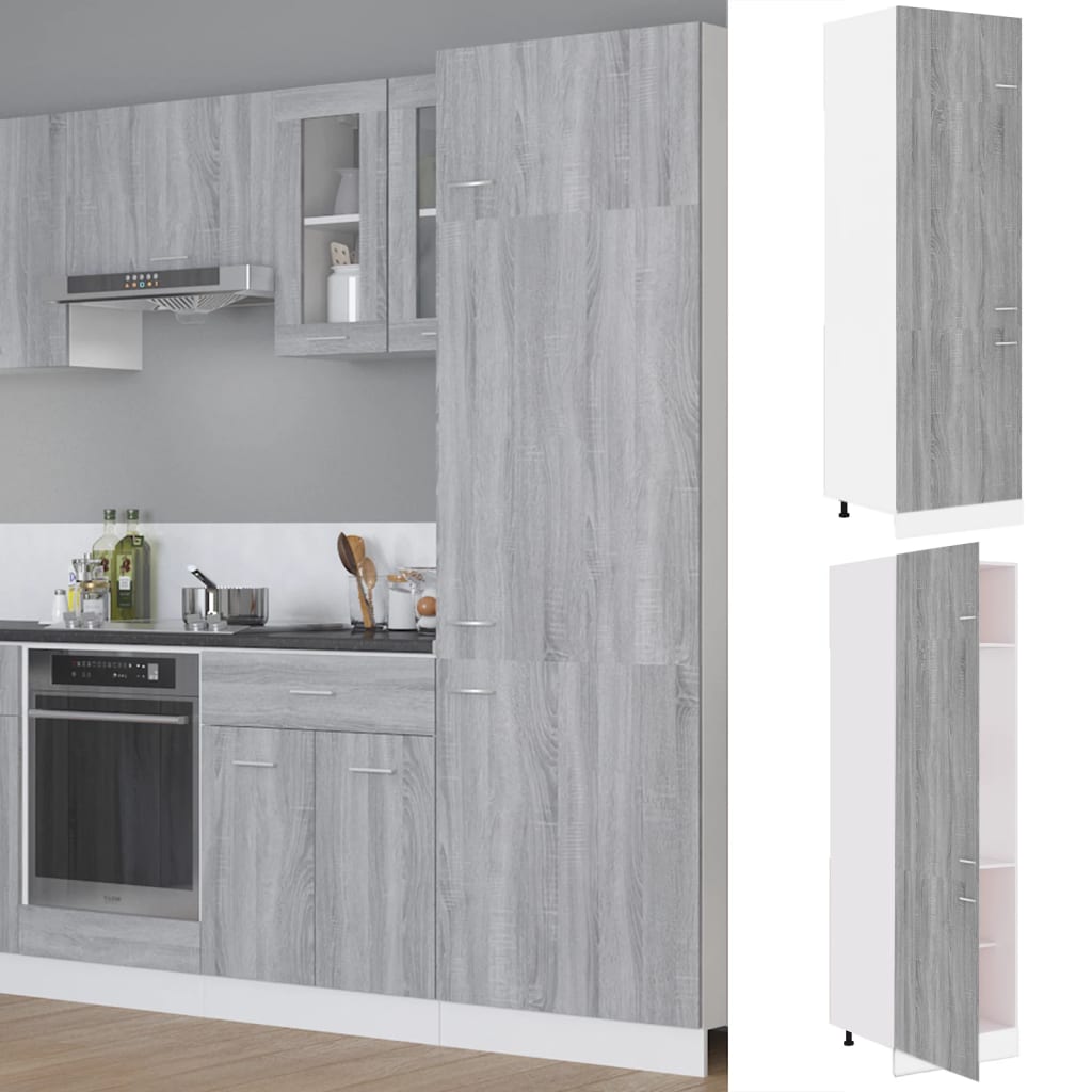 Refrigerator Cabinet Grey Sonoma 60x57x207 cm Engineered Wood