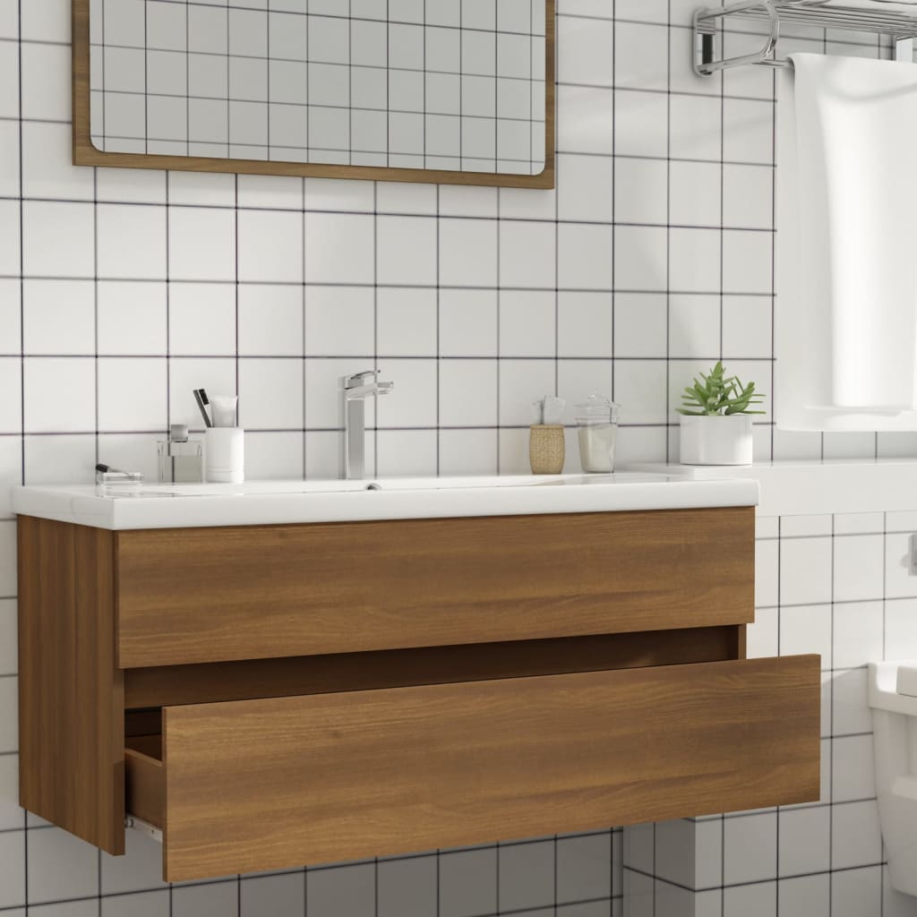 Sink Cabinet Brown Oak 100x38.5x45 cm Engineered Wood