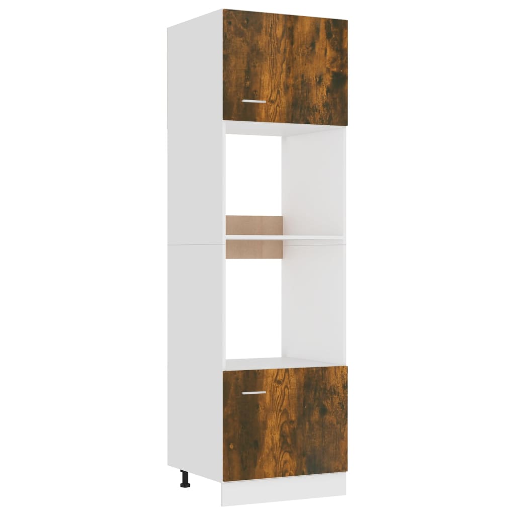 Microwave Cabinet Smoked Oak 60x57x207 cm Engineered Wood