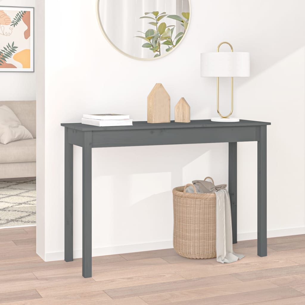 Console Table Grey 110x40x75 cm Solid Wood Pine