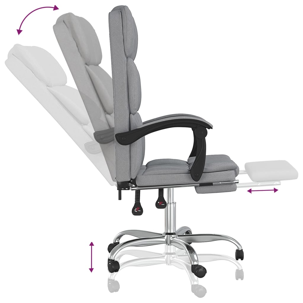 Reclining Office Chair Light Grey Fabric