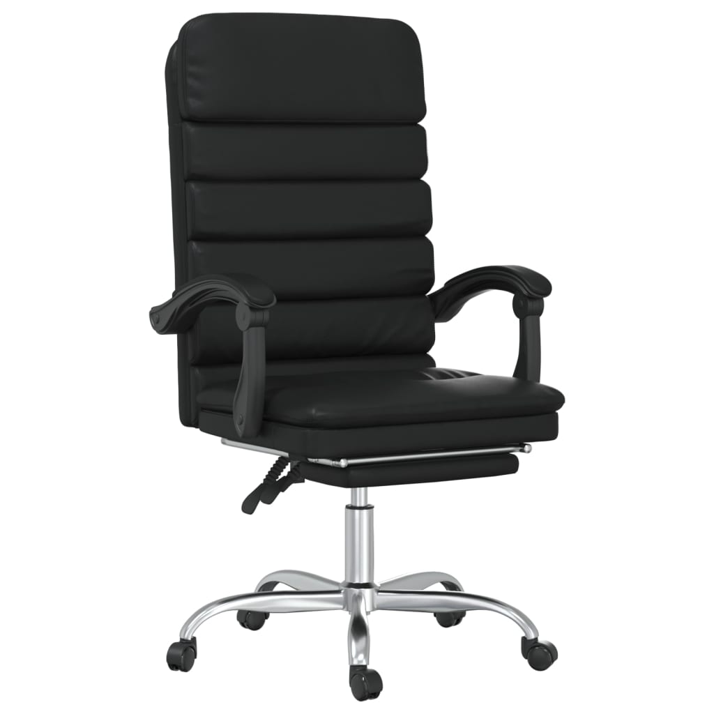 Massage Reclining Office Chair Black Faux Leather