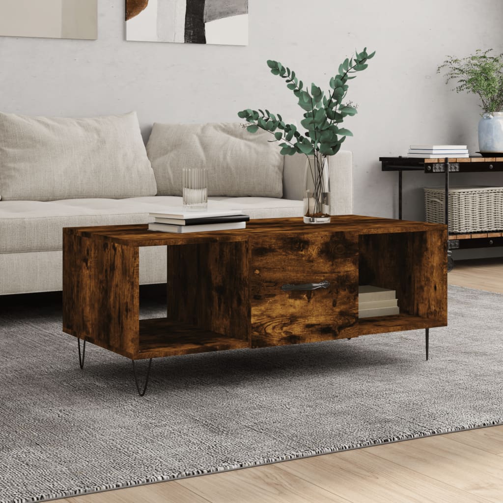 Coffee Table Smoked Oak 102x50x40 cm Engineered Wood