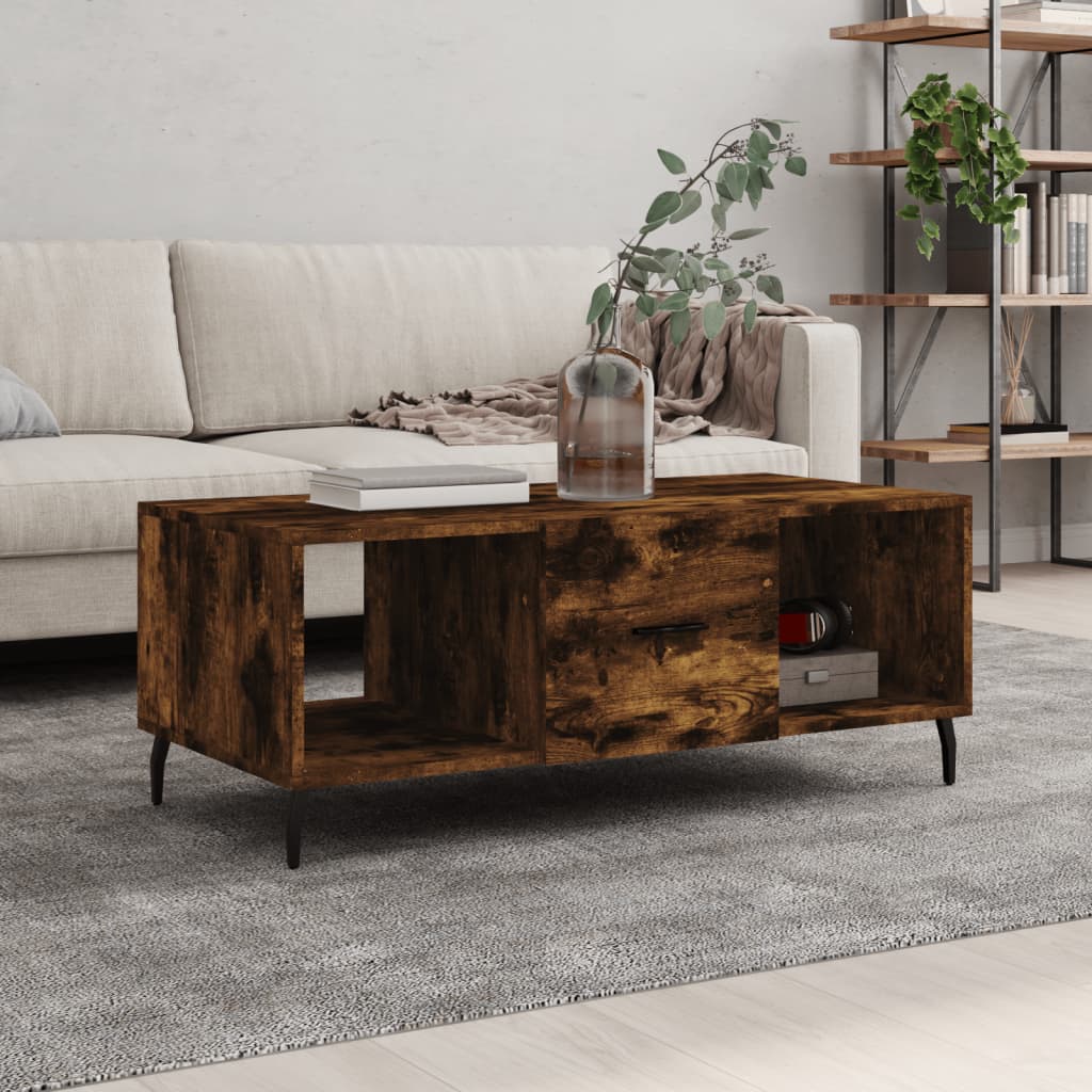 Coffee Table Smoked Oak 102x50x40 cm Engineered Wood