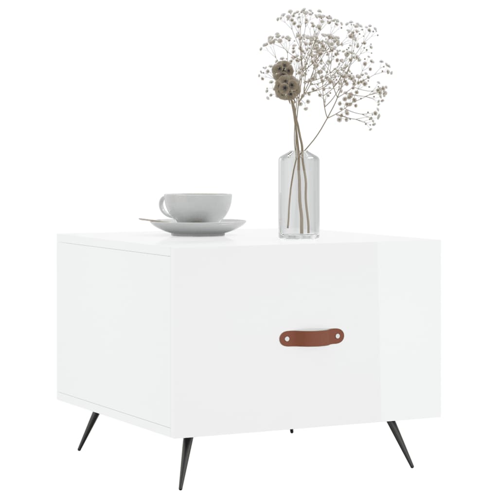 Coffee Table High Gloss White 50x50x40 cm Engineered Wood