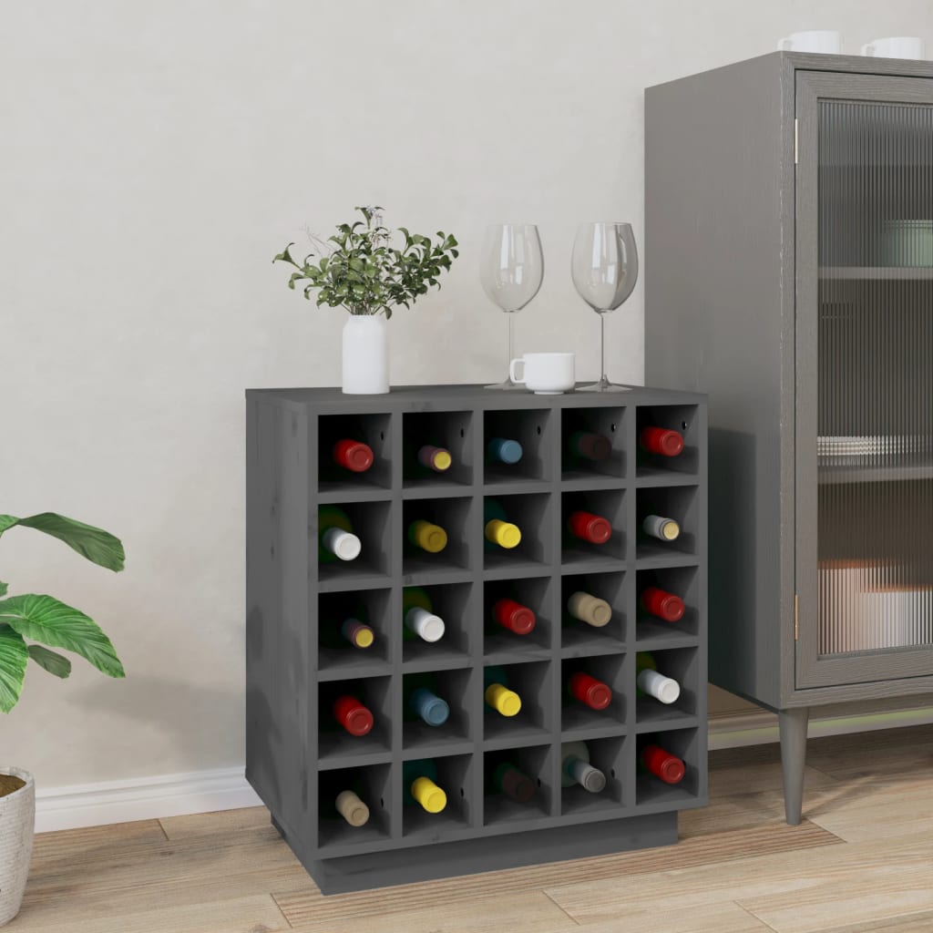 Wine Cabinet Grey 55.5x34x61 cm Solid Wood Pine