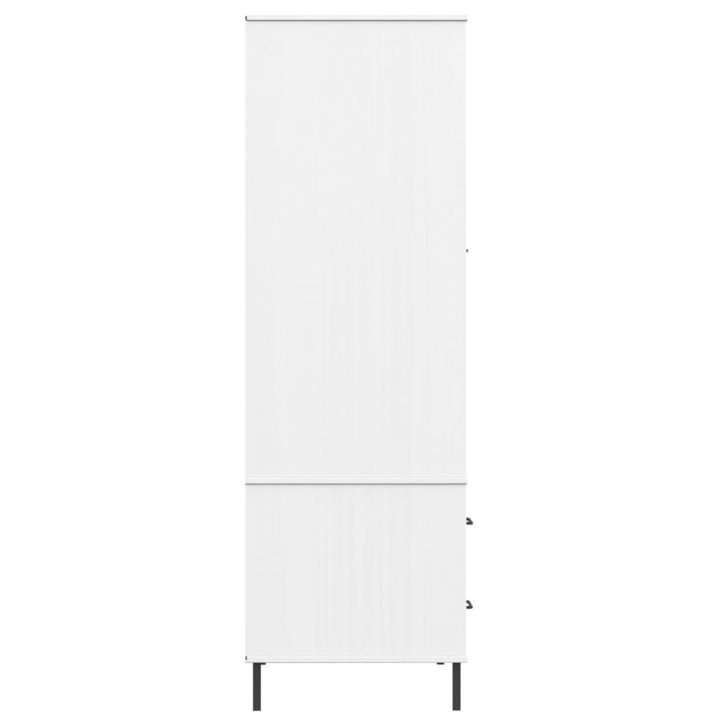 Wardrobe with Metal Legs White 90x55x172.5 cm Solid Wood OSLO
