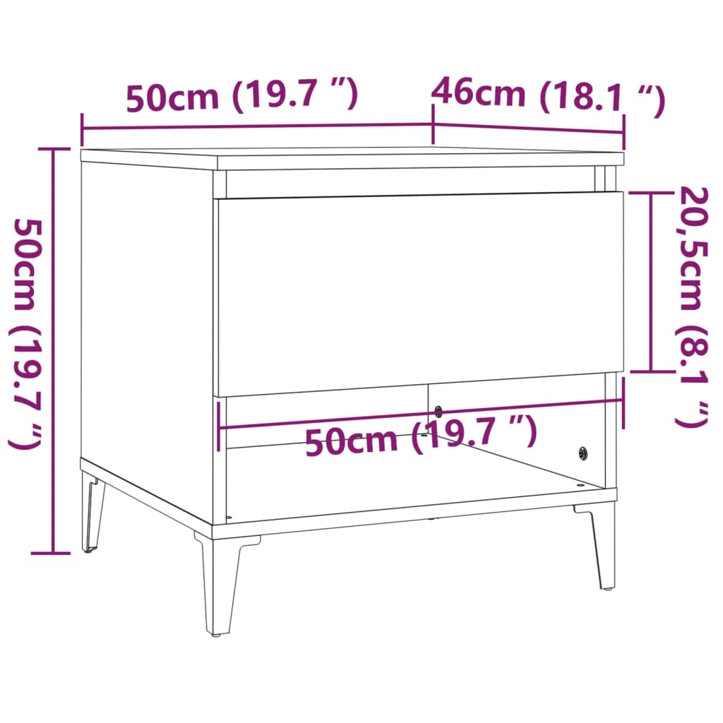 Side Table Grey Sonoma 50x46x50 cm Engineered Wood