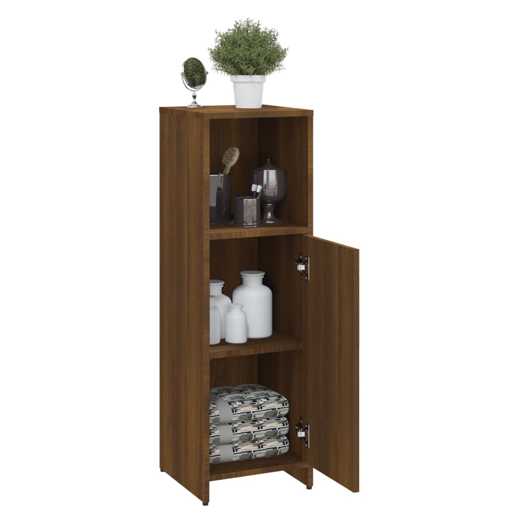 Bathroom Cabinet Brown Oak 30x30x95 cm Engineered Wood