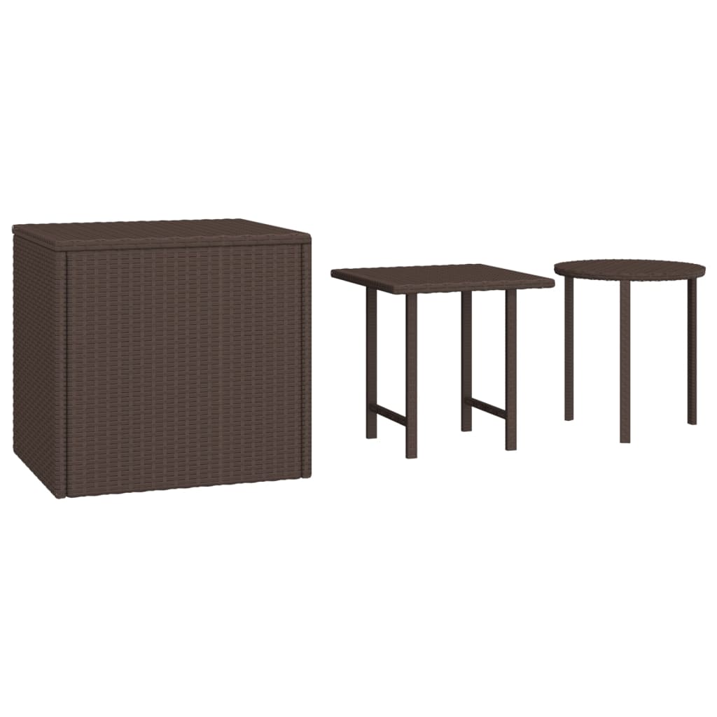 Side Tables 3 pcs Brown Poly Rattan
