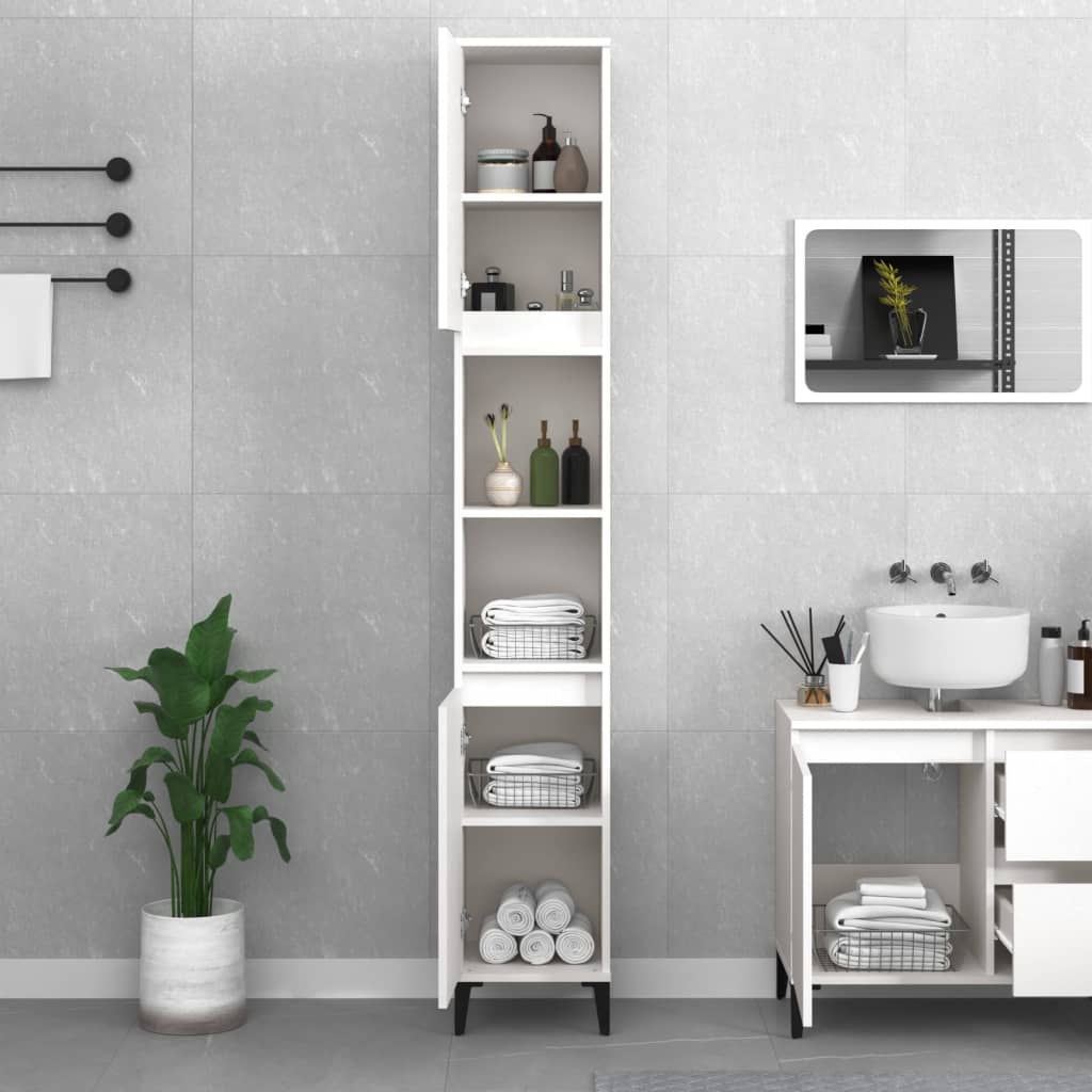 Bathroom Cabinet White 30x30x190 cm Engineered Wood