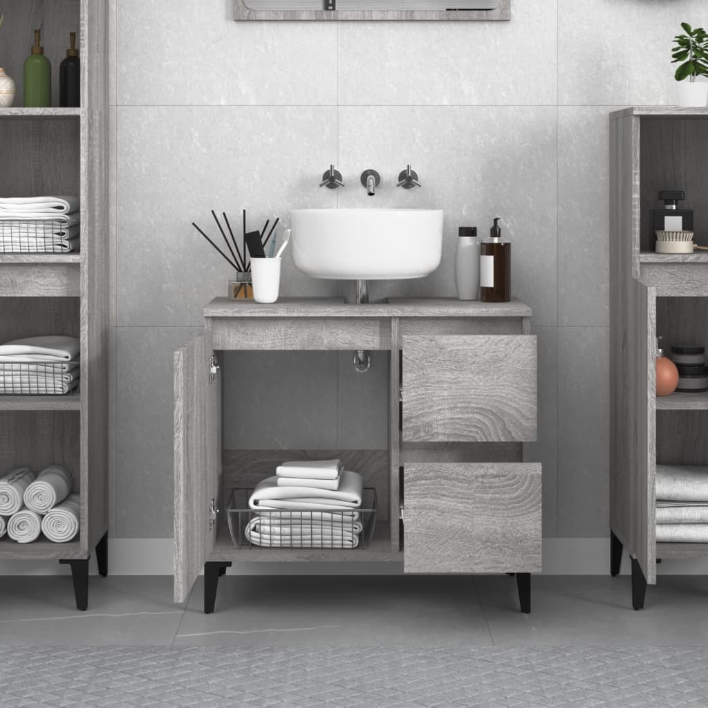 Bathroom Cabinet Grey Sonoma 65x33x60 cm Engineered Wood