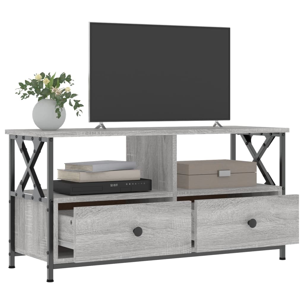 TV Cabinet Grey Sonoma 90x33x45 cm Engineered Wood&Iron
