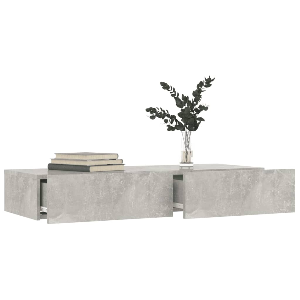 TV Cabinet with LED Lights Concrete Grey 90x35x15.5 cm