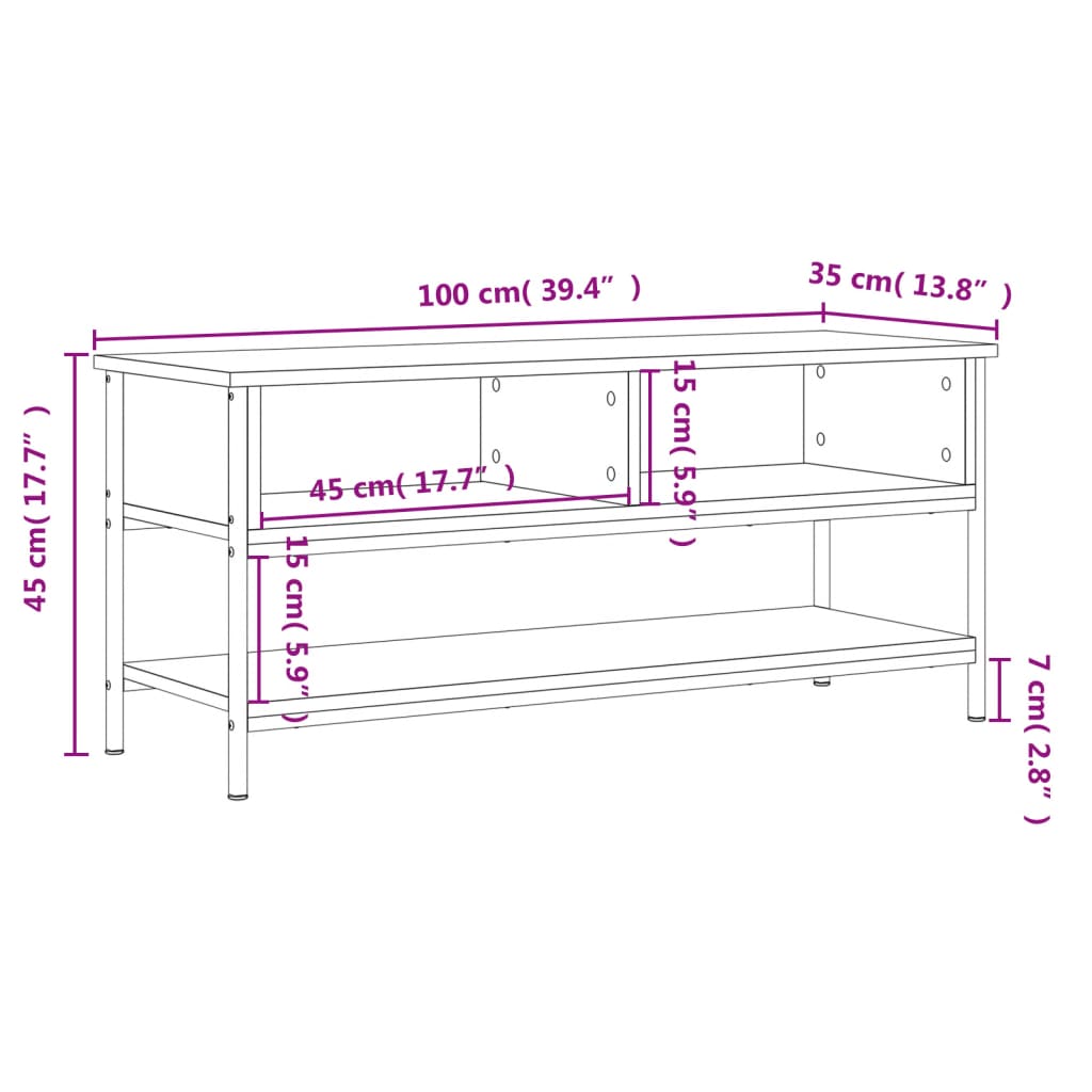 TV Cabinet Grey Sonoma 100x35x45 cm Engineered Wood