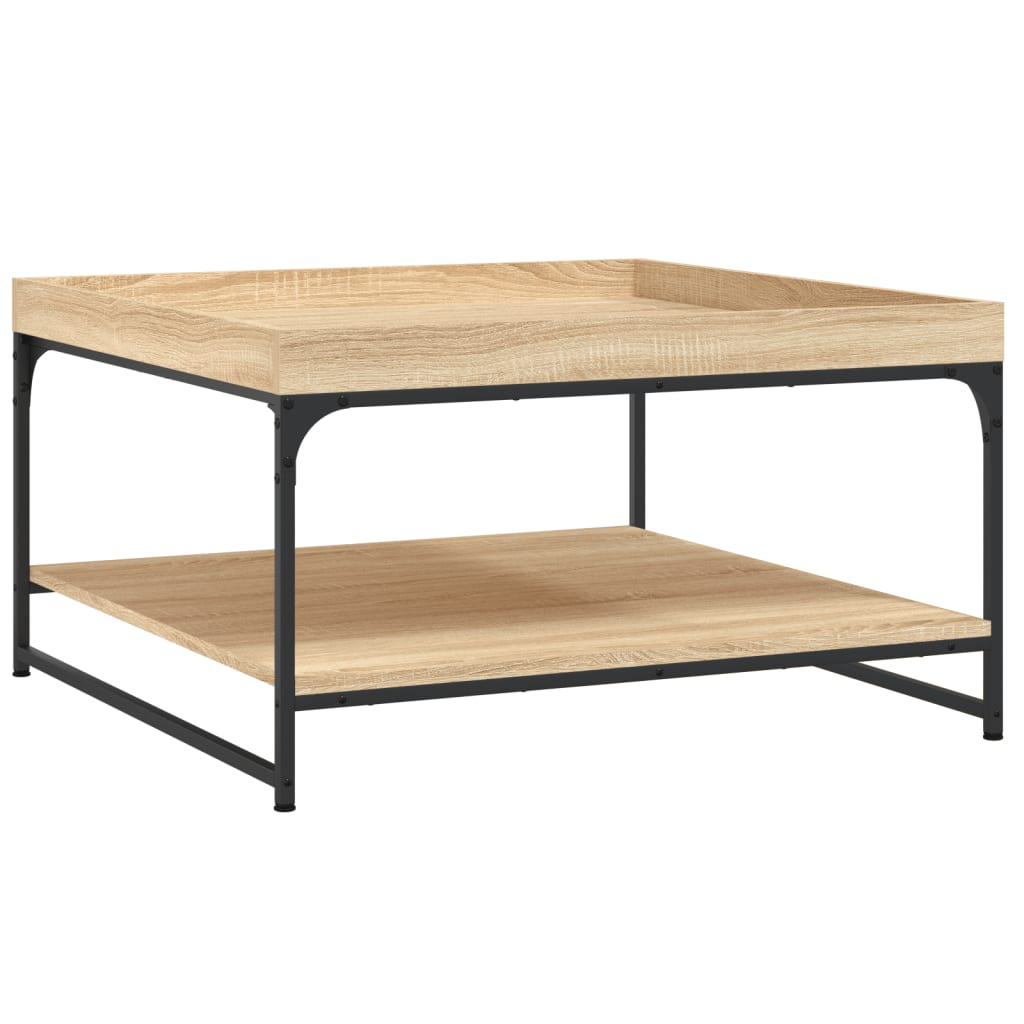 Coffee Table Sonoma Oak 80x80x45 cm Engineered Wood and Iron
